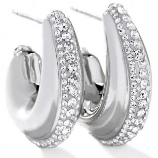 Michael Anthony Jewelry® Clear Crystal Sterling Silver J Hoop
