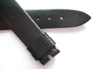 Eterna Black Leather Plain Watch Band 17 Mm