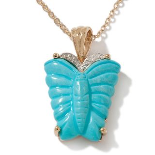 Heritage Gems Cloud Turquoise Diamond Accented Vermeil Butterfly Pe