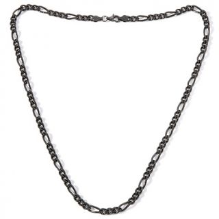 Jewelry Necklaces Chain Mens Black 5.5mm Stainless Steel Figaro
