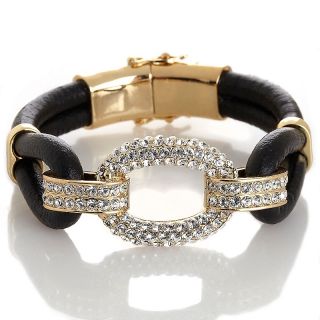 Joan Boyce Italian Knot Pavé Crystal Leather Cord Bracelet