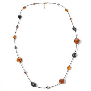  Brown and Black Multi Bead Glass 54 Necklace
