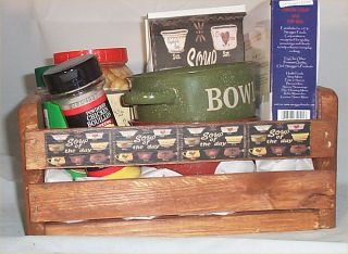 Gift Basket Chicken Soup Get Well Mugs Crackers Wood Crate Broth Ect
