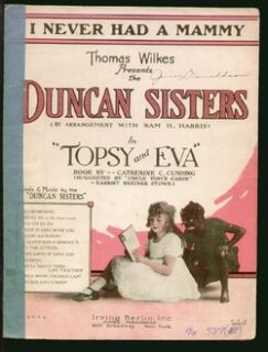 Topsy Evan 1923 Duncan Sisters I Never Had A Mammy Black Vintage Sheet