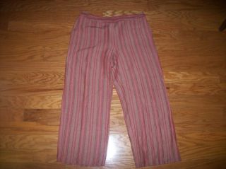 Womens Evan Picone Tan Orange Red Linen Pants 14 35