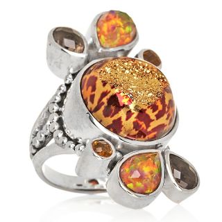 Jewelry Rings Gemstone Sajen Silver Cheetah Print Drusy Multigem