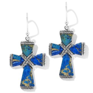 Sally C Treasures Blue Compressed Turquoise and Sterling Silver Cross