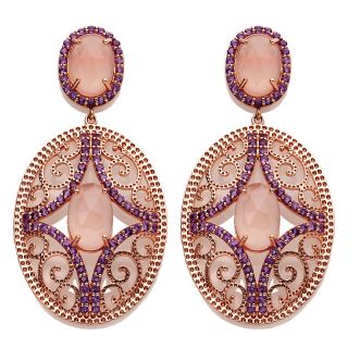 Treasures of India Rose Chalcedony and Amethyst Rose Vermeil Earrings