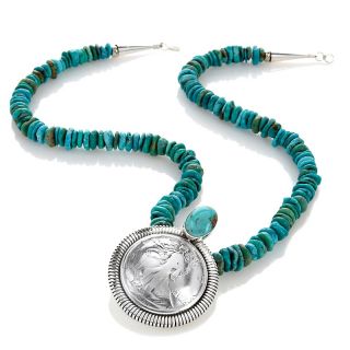 Chaco Canyon Southwest Lady Liberty Coin Turquoise and Sterling Sil