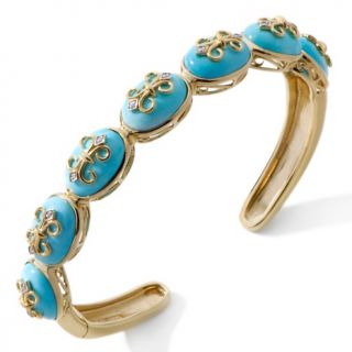 Heritage Gems White Cloud Turquoise with Diamond Accents Vermeil 7