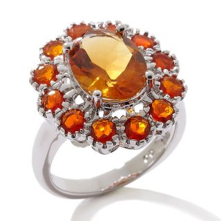 Citrine and Fire Opal Sterling Silver Ring   3.26ct