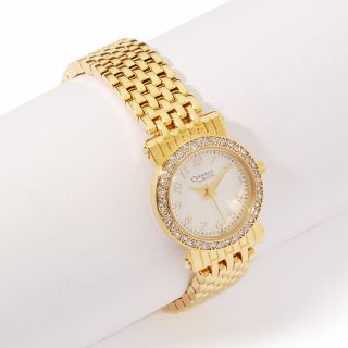 100 410 caravelle bulova ladies goldtone crystal bezel bracelet watch