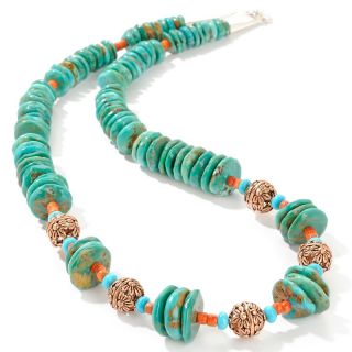 Chaco Canyon Southwest Turquoise and Coral Copper and Sterling Silver