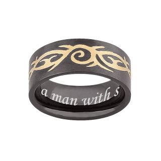 107 2043 men s black stainless steel engraved tribal band ring note