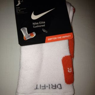 Nike Elite Socks White Orange Large