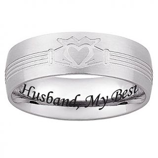 106 9779 stainless steel men s engraved claddagh wedding band note