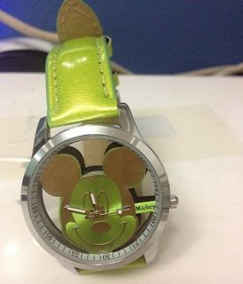  Mickey Mouse lovely smiling face mirror Stone Quartz watch Wrist watch