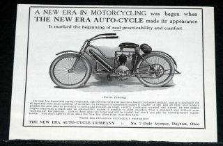 1910 Old Magazine Print Ad New Era Auto Cycle Motorcycle Practical