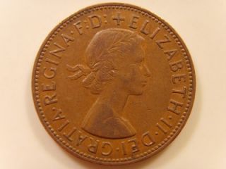 1962 one penny queen elizabeth ii british coin