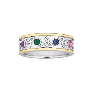 108 5398 sterling silver two tone family birthstone trinity knot ring
