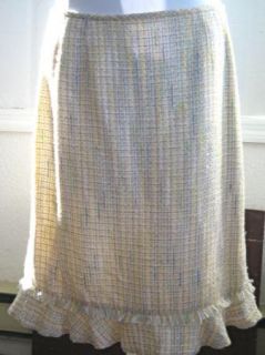 Sz 16 Collections Le Suit Skirt Suit Ruffled Hem Boucle Cotton Blend