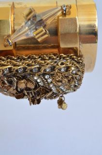 Erickson Beamon Cuff Bracelet Large Gold Hammered Chain Jewelry