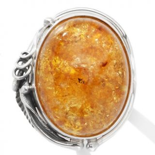 Age of Amber Honey Amber Large Swirl Sterling Silver Ring