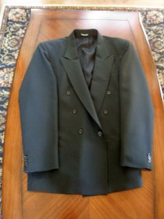 FALCONE Mens Black Suit Jacket Coat EUC Double Breasted 46 L