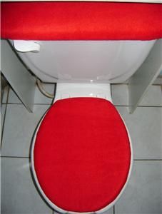 solid red fleece fabric toilet seat cover set