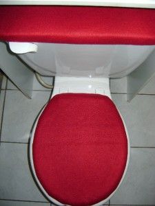 solid burgudy fleece fabric toilet seat cover set
