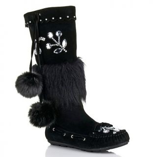 131 960 beverly feldman moccasin suede boot with faux fur note