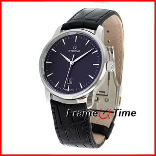 Eterna Soleure Automatic Black Stick Dial Leather Watch