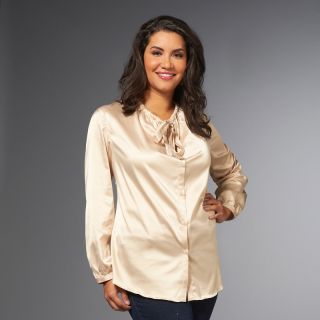 142 258 queen collection queen collection poet s blouse with neck tie