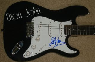 Elton John Autographed Guitar w Proof Global COA