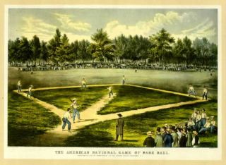 Baseball Elysian Field Hoboken New Jersey Old Print