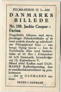Farina Jackie Cooper of Our Gang 1936 Danmarks Film Stars Trading Card