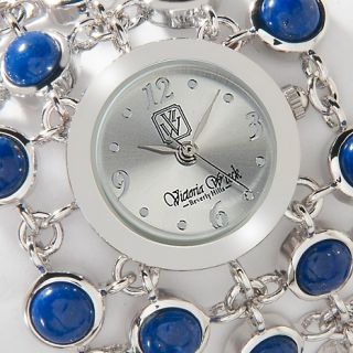 Victoria Wieck 5 Row Gemstone Cabochon Mesh Bracelet Watch