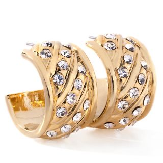 171 363 universal vault crystal goldtone twist design hoop earrings