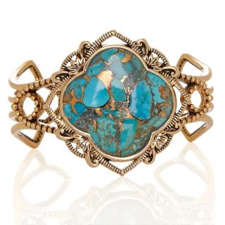 Studio Barse Turquoise Bronze Clover 7 Cuff Bracelet
