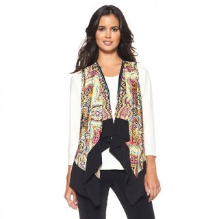 166 409 slinky brand printed scarf vest with solid trim note customer