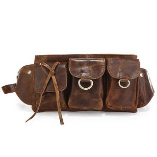 Vintage Leather Mens Brown Waist Bag Fanny Packs Purse Accessories