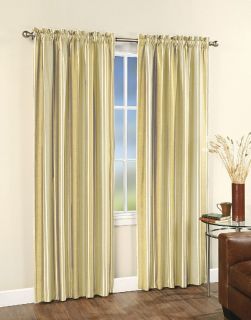 faux silk stripe 84 inch lined curtain panel taupe