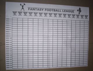 Fantasy Football Draft Board 16 Teams 24 Rounds 4 x 3 Big Size Fast