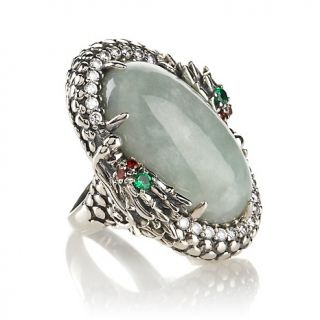 Jewelry Rings Gemstone Jade of Yesteryear Jade and CZ Dragon Head