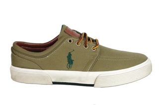 Polo Ralph Lauren Mens Shoes Faxon Low Olive Canvas Sneakers Sz 8 M
