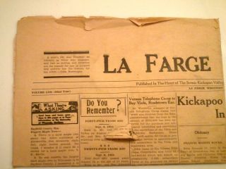 La Farge Enterprise Newspaper,Heart of Kickapoo Valley Wisconsin, Sept