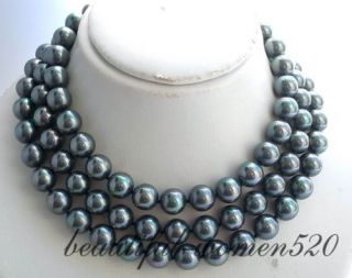 Long 50 12mm Peacock Black South Sea Pearl Necklace