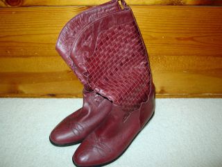 Womens Leather Cowboy Boots Farylrobin Size 8M Brick Red Mid Calf