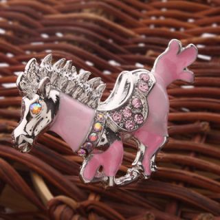Cute Fashion Jewelry Brooch Pin Crystal Enamel Galloping Horse