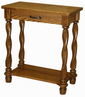 Amish End Table Console Traditional Solid Wood Twisted Leg Oak Brown